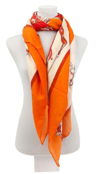 Damen Tuch Groß Viskose 130X130 cm Orange Beige